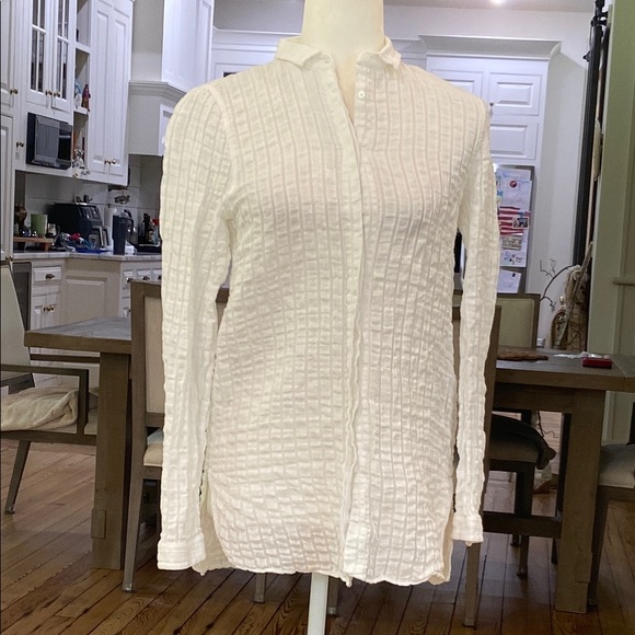 Massimo Dutti Cream Textured Long Sleeve Shirt size 6 - Picture 1 of 7